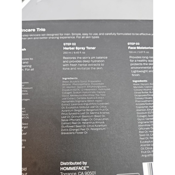 HOMMEFACE Men's Daily Trio Skincare Set, 3-Step Face Routine - Picture 9 of 10